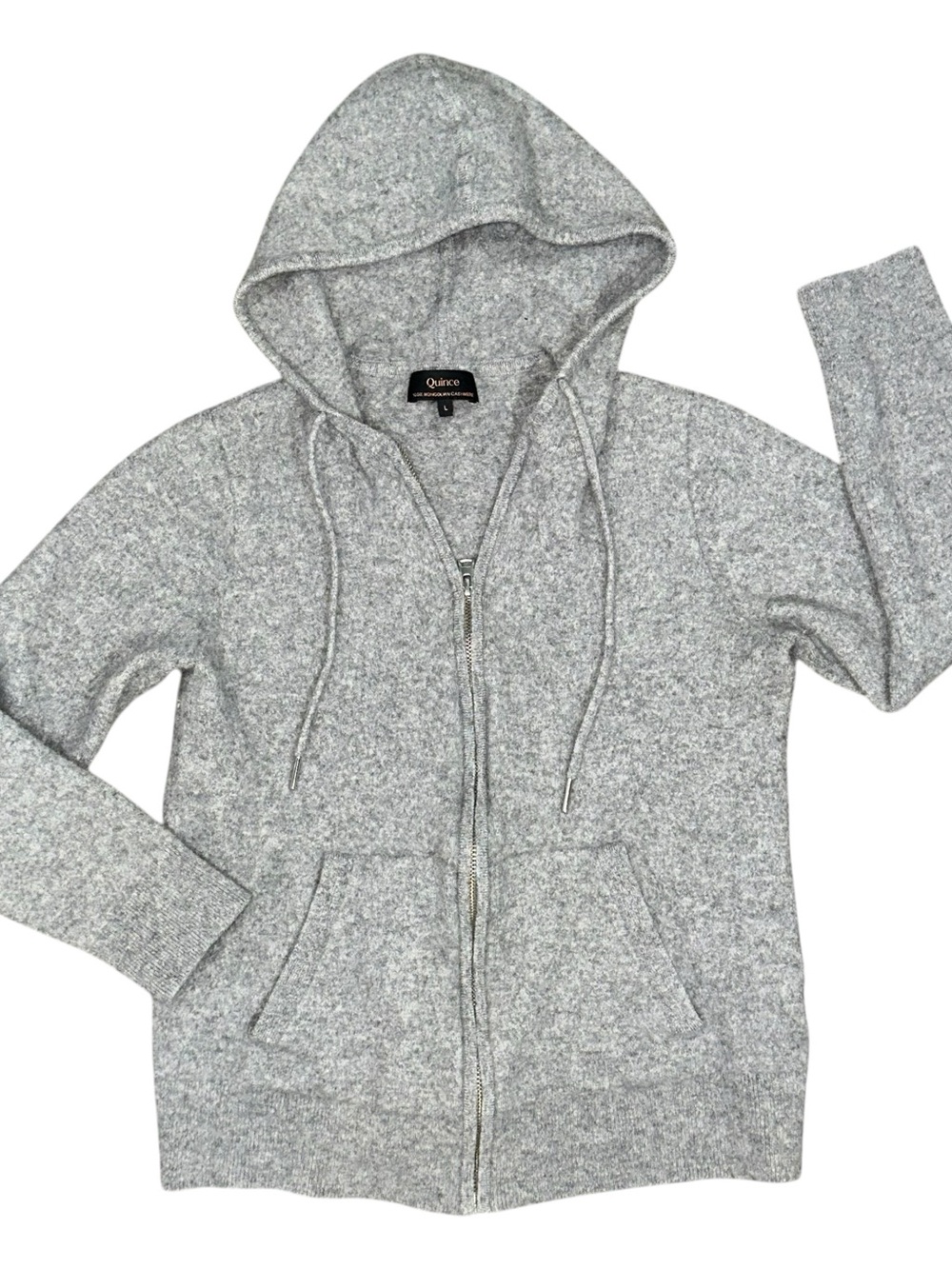 Quince Light Heather Gray Full-Zip Cashmere Hoodie